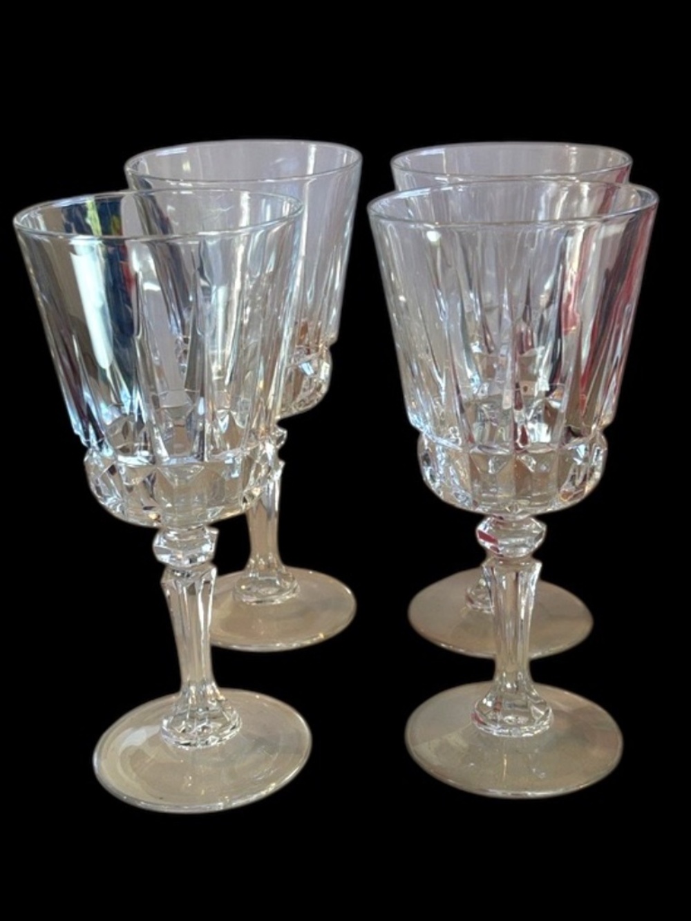 Set of 4 Vintage Cristal d’ Arques Chantelle Crystal Wine Goblets| Lady Victoria